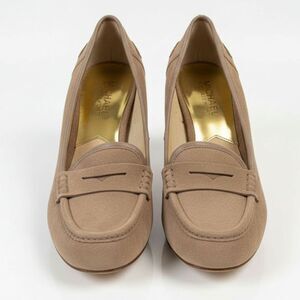 Michael Kors MK Women's Leather High Heel Loafer Pump Wedges Size 7